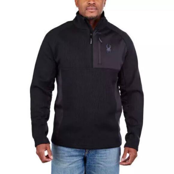 Spyder Men’s Black Half-Zip Gait Pullover Sweater Jacket Size Medium - Picture 1 of 13